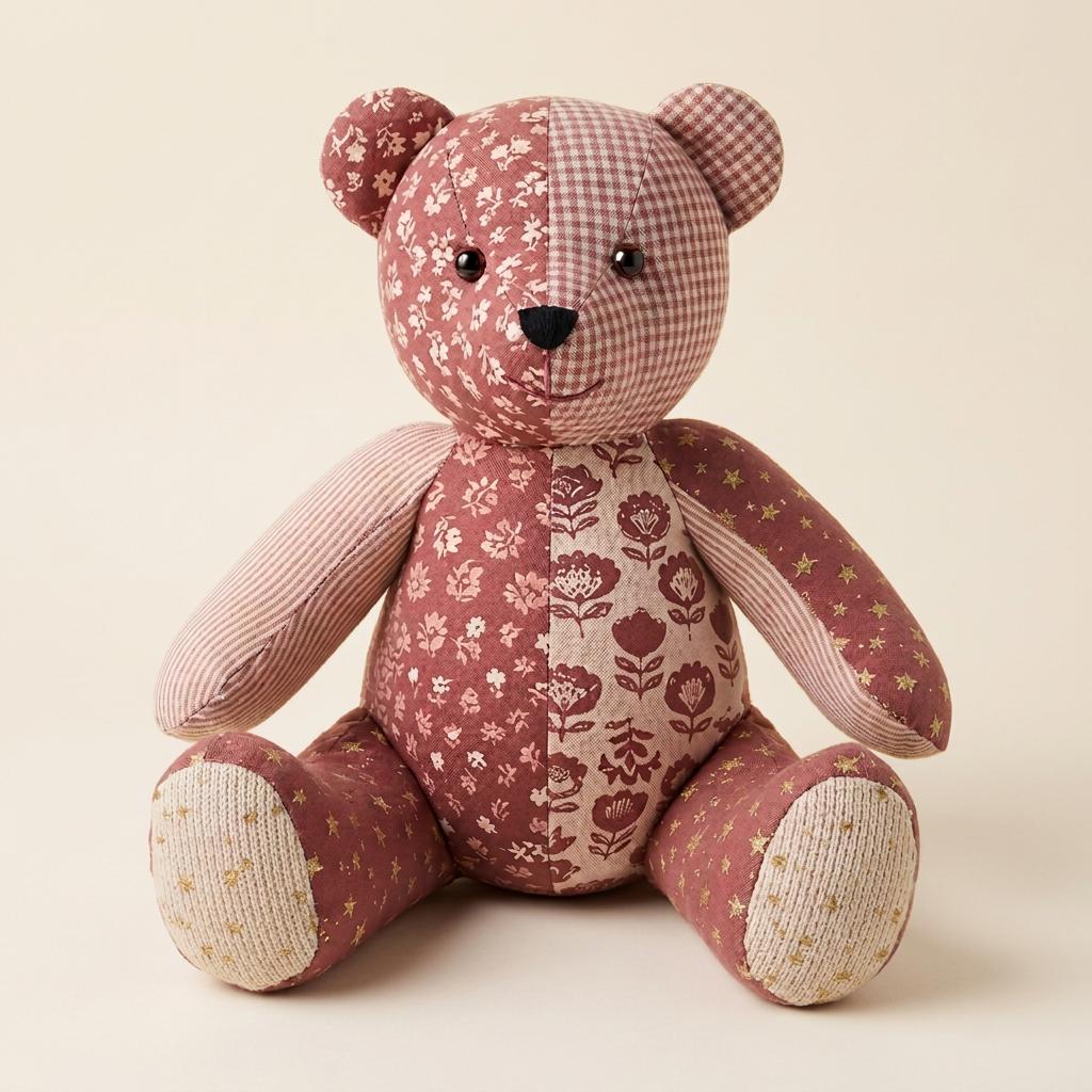 Oso rosa con fondo marfil